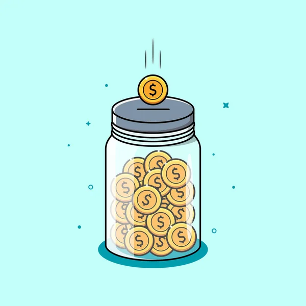 Εξοικονόμηση Βάζο Χρήματα Και Στοίβα Των Κερμάτων Εικονογράφηση — Διανυσματικό Αρχείο