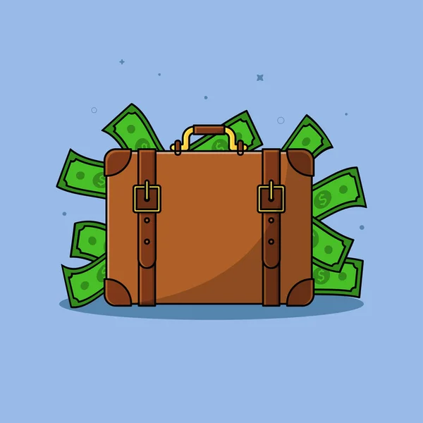 Valise Pleine Argent Finance Illustration Entreprise — Image vectorielle