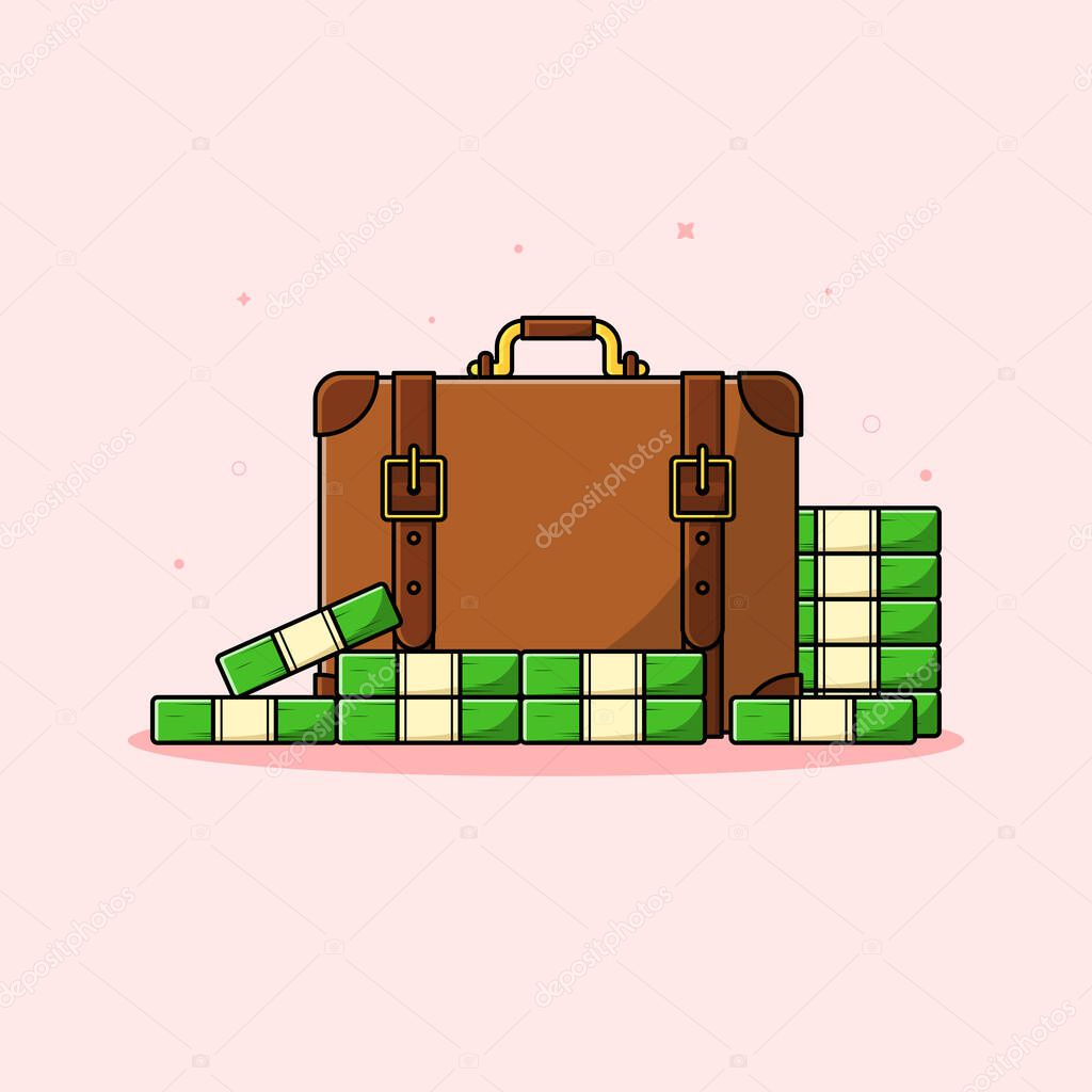 Suitcase full of money, finance and business illustration
