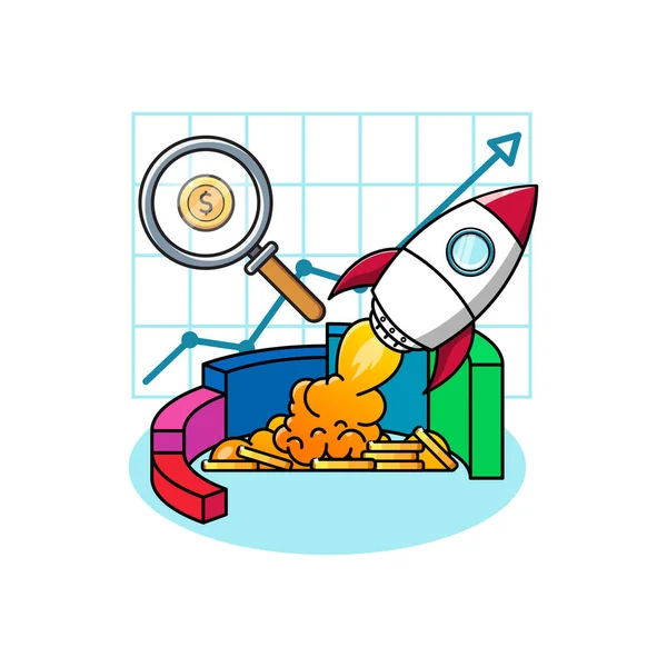 Financial Growth Chart Rocket Illustration — Stock Vector