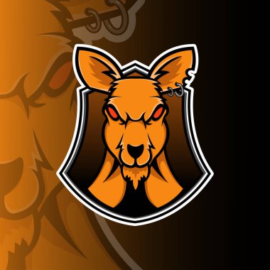 Kanguru maskotu logosu, Vektör illüstrasyonu bölüm 10