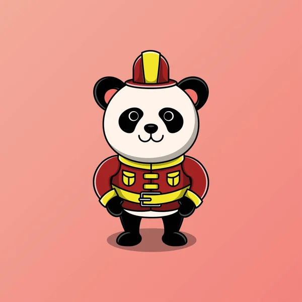 可爱的熊猫消防员病媒图解 — 图库矢量图片
