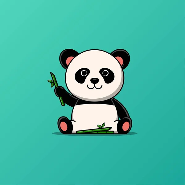 用竹子画可爱的熊猫 矢量图解 — 图库矢量图片