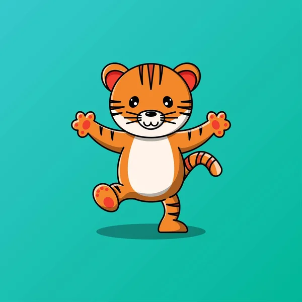 Tigre Lindo Pie Una Ilustración Vector Pierna — Vector de stock