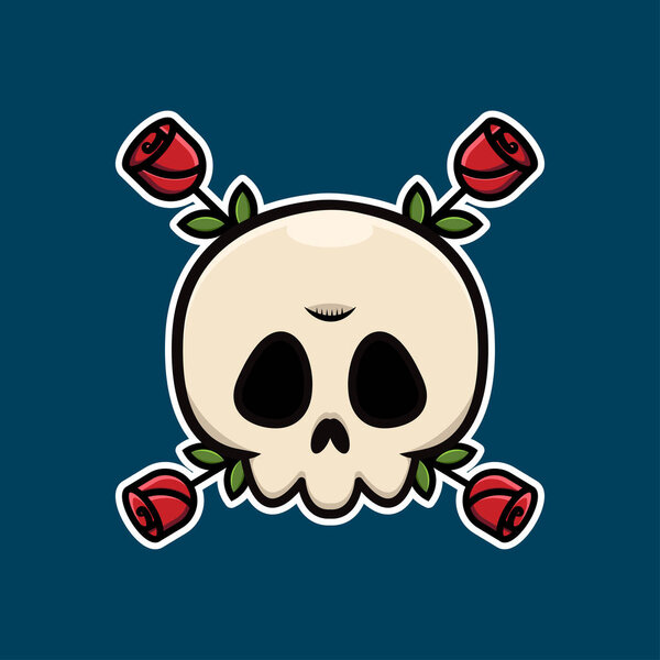 Skull with rose flower, Vector illustration eps.10 — Stock Illustration Skull Rose Flower Vector Illustration Eps — Stock Vector