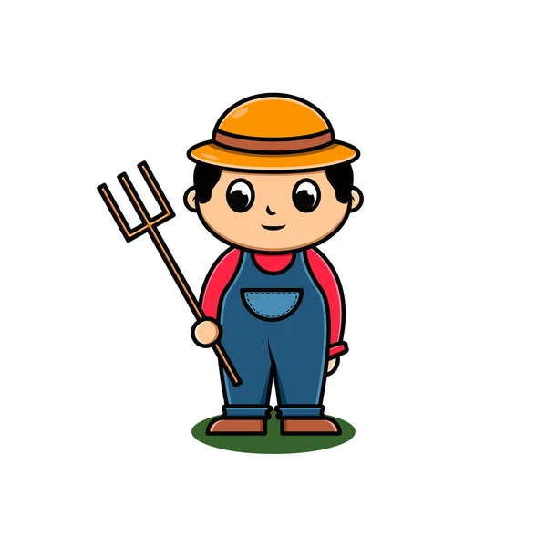 Cute Farmer Character Vector Illustration Eps — Stock Vector