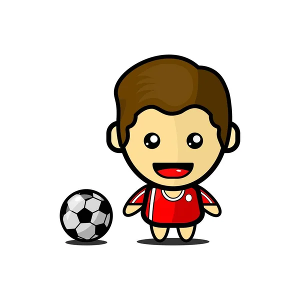 かわいいサッカー選手の男の子のベクトルイラスト — ストックベクタ