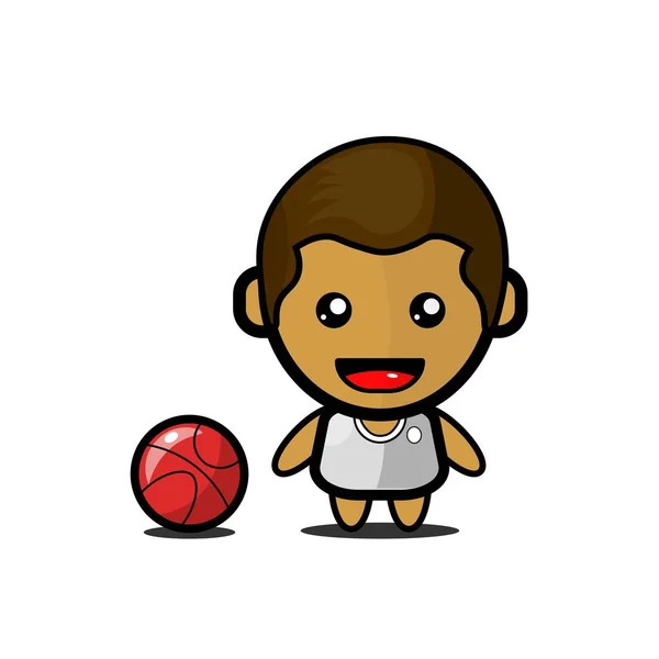 Векторна Ілюстрація Милого Хлопчика Баскетболіста — стоковий вектор