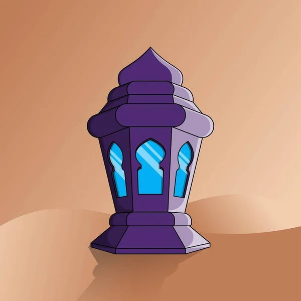 Ramadan Kareem Lantern Desert Background Vector Illustration — 스톡 벡터