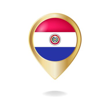 Altın işaret haritasında Paraguay bayrağı, vektör illüstrasyon ep.10