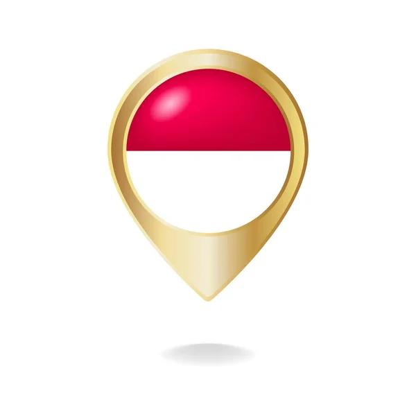 黄金のポインタマップ上のインドネシアのフラグ ベクトルイラストEp — ストックベクタ
