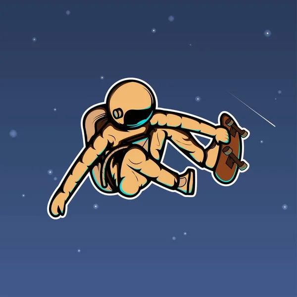 삽화에 나오는 우주비행사 스케이트 — 스톡 벡터