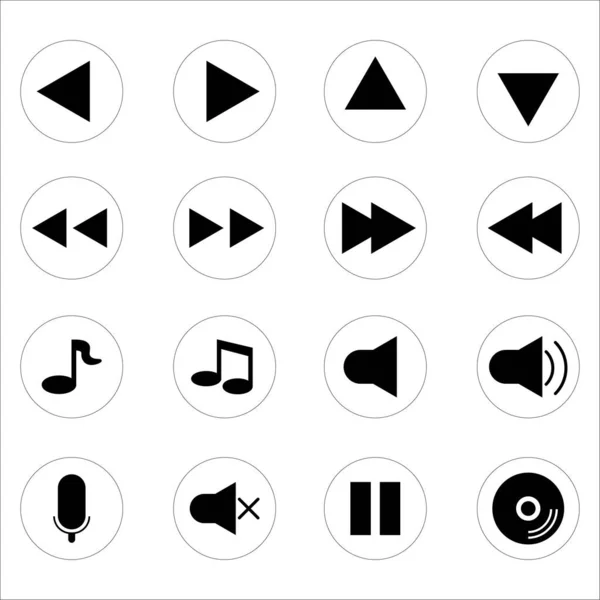 Hang Zene Ikonok Készlet Audio Jel Szimbólumok Vektor Zenei Ikonok — Stock Vector