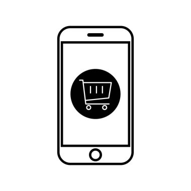 Telefon & arabası, cep telefonu, e-ticaret, online vektör illüstrasyonu alışverişi