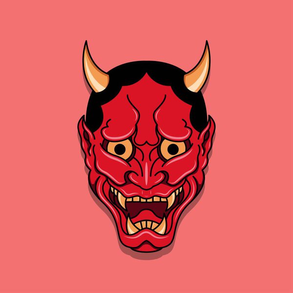 Японская маска дьявола Oni, векторные иллюстрации eps.10