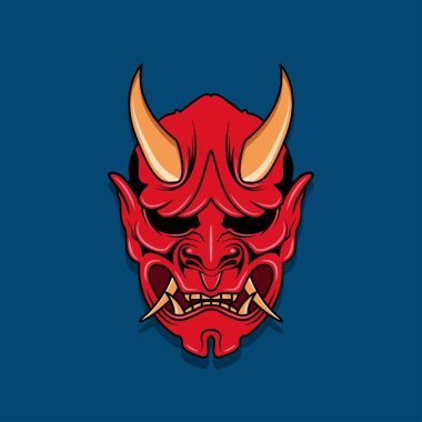 Oni Japon şeytan maskesi, Vektör illüstrasyon bölüm 10.