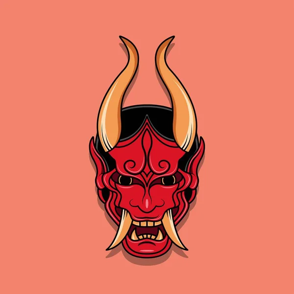 Oni Japonês Diabo Máscara Vector Ilustração Eps — Vetor de Stock