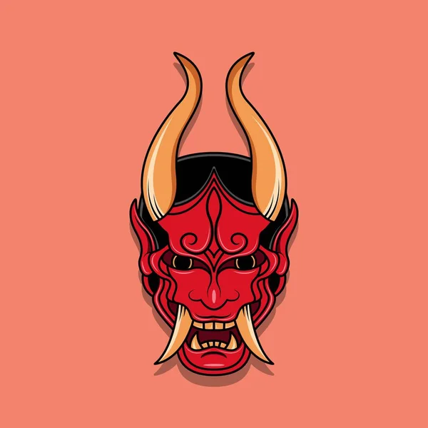 Oni Japanese Devil Mask Vector Illustration Eps — 스톡 벡터