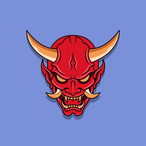 Oni Japanese Devil Mask Vector Illustration Eps — 스톡 벡터