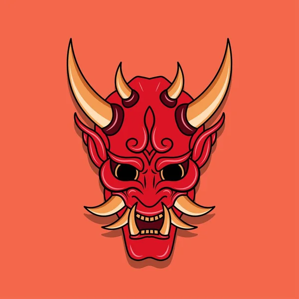 Oni Japonês Diabo Máscara Vector Ilustração Eps —  Vetores de Stock