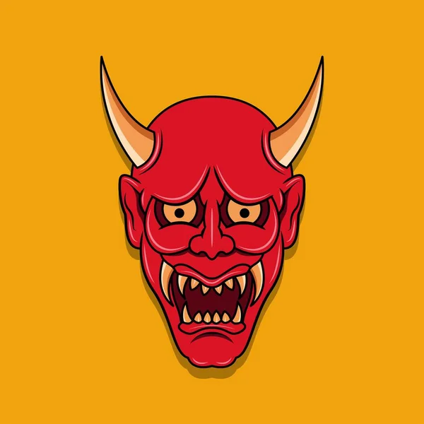 Oni Japanese Devil Mask Vector Illustration Eps — 스톡 벡터