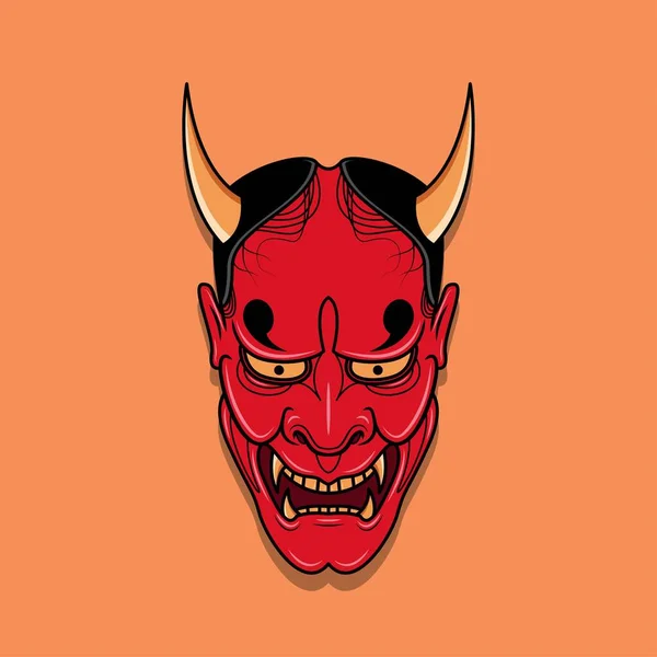 Oni Japanese Devil Mask Vector Illustration Eps — 스톡 벡터