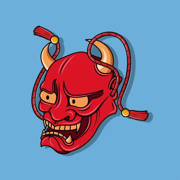 Oni Japonês Diabo Máscara Vector Ilustração Eps — Vetor de Stock