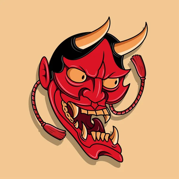 Oni Japanese Devil Mask Vector Illustration Eps — 스톡 벡터