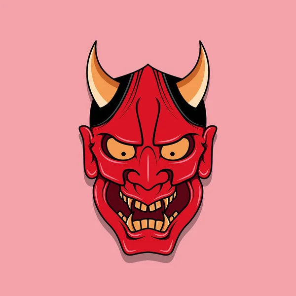 Oni Japonês Diabo Máscara Vector Ilustração Eps —  Vetores de Stock