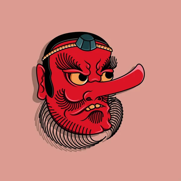 Masque Japonais Tengu Illustration Vectorielle Eps — Image vectorielle