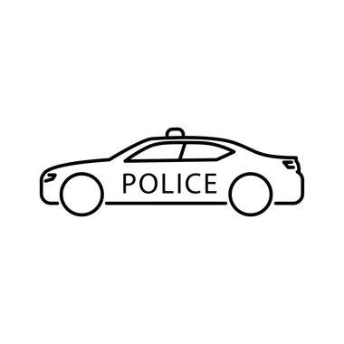 Polis arabası çizgisi simgesi, basit polis arabası illüstrasyonu