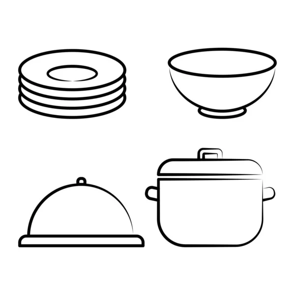Sammlung Von Symbolen Der Küchenausstattung Gestaltungselement — Stockvektor
