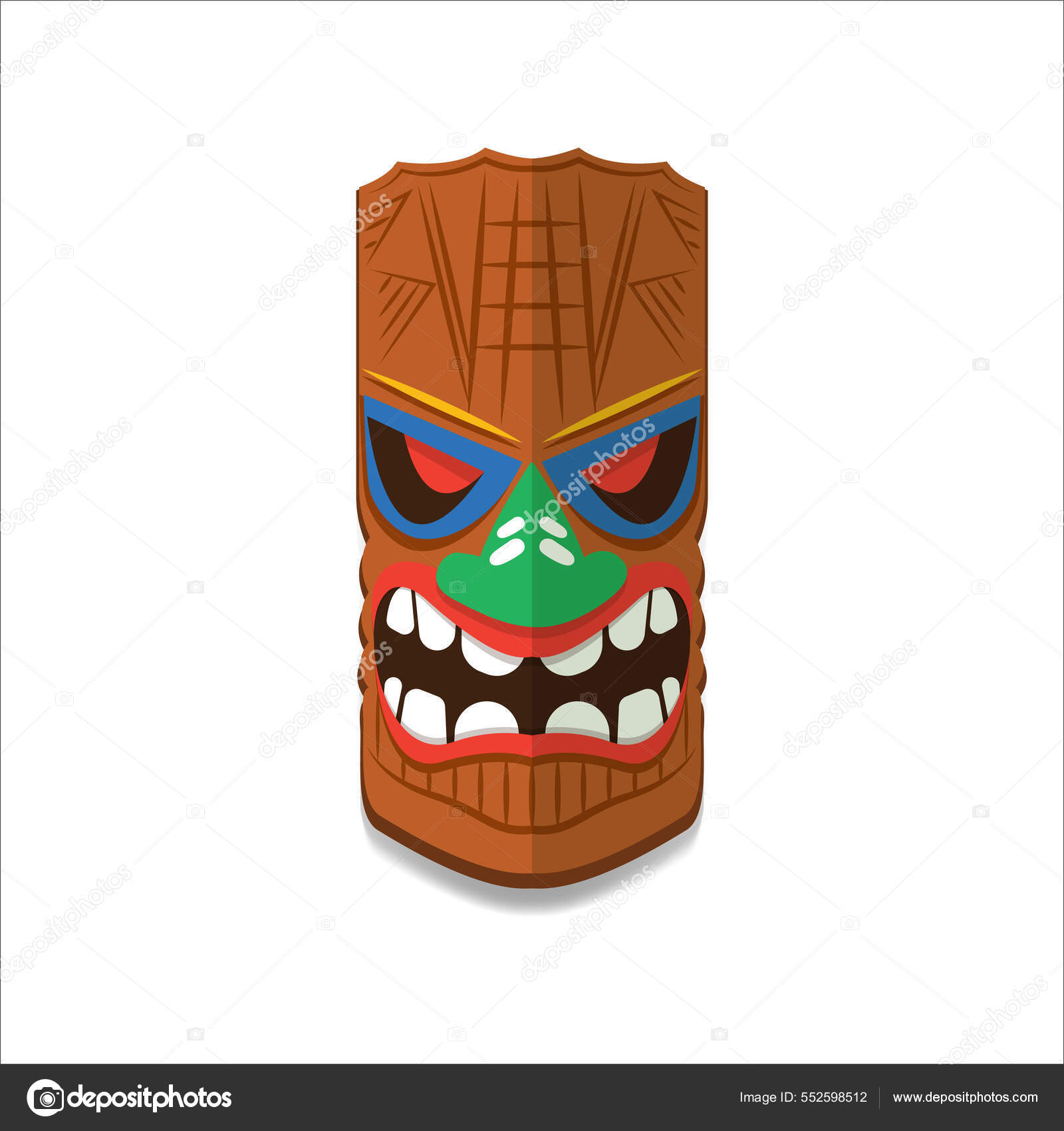 Ilustración Máscara Tiki Madera Ilustración Vectorial Eps Vector de stock  #552598512 de ©YudhiStarkey, image size:1600x1700