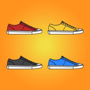 Spor ayakkabılar gündelik ayakkabılar, Vektör illüstrasyon bölümleri.