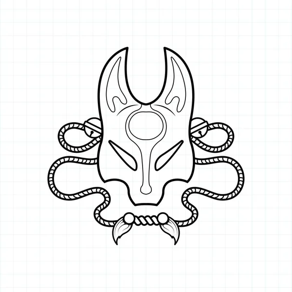 Masque Japonais Kitsune Coloriage Page Illustration Vectorielle Eps — Image vectorielle