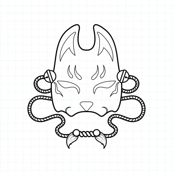 Japanese Kitsune Mask Coling Page Vector Illustration Eps — 스톡 벡터