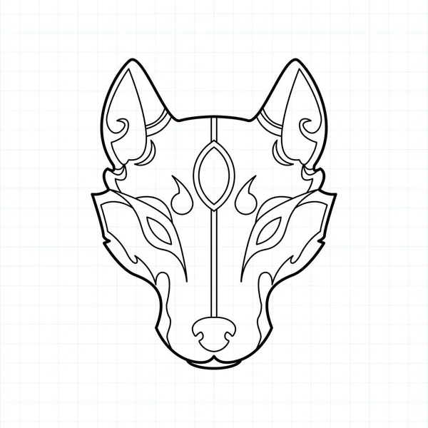 Página Japonesa Coloração Máscara Kitsune Ilustração Vetor Eps —  Vetores de Stock