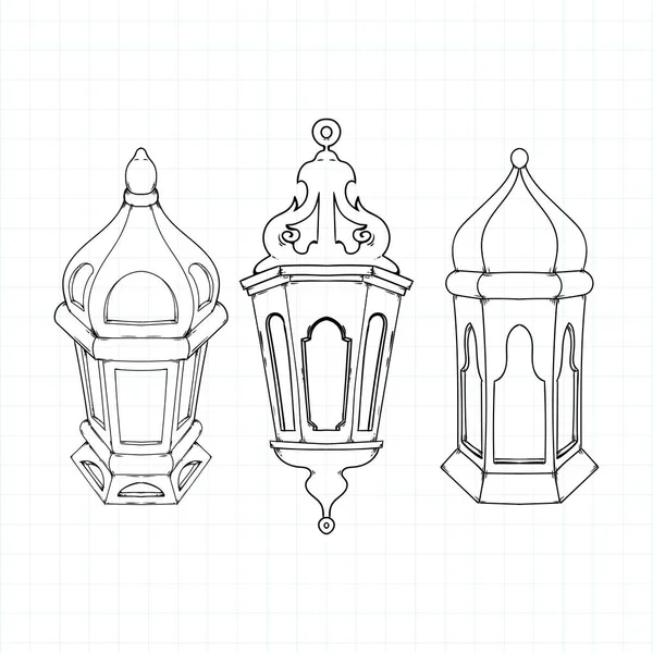 El çizimi Ramazan kareem fener vektör çizimi