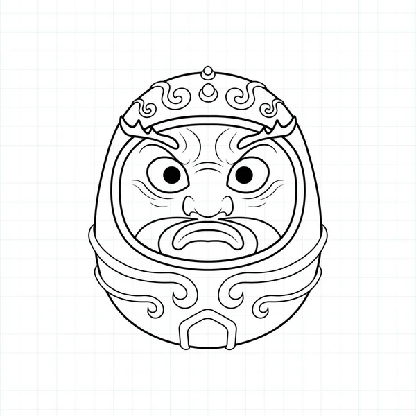 Disegnato Mano Daruma Bambola Colorare Pagina Illustrazione Vettoriale Eps — Vettoriale Stock