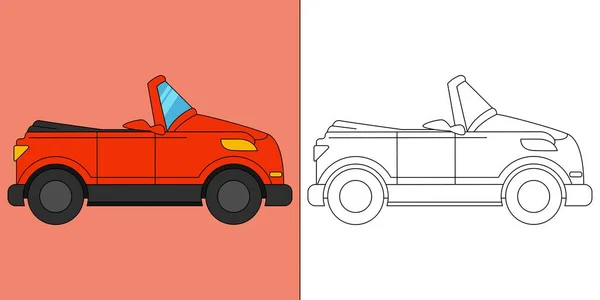 子供の着色ページベクトルイラストに適したカブリオレット車 — ストックベクタ