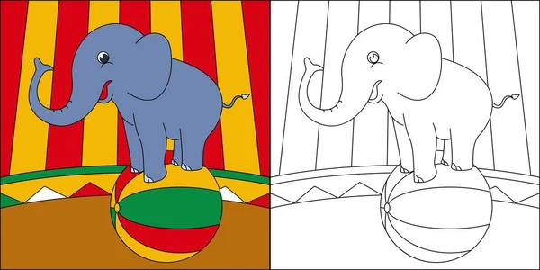 Espectáculo Circo Elefante Adecuado Para Colorear Ilustración Vectores Página Para — Archivo Imágenes Vectoriales