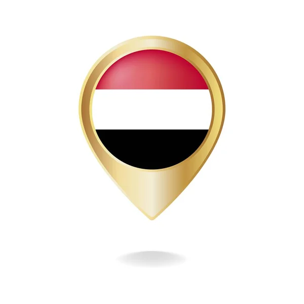 黄金のポインタマップ上のイエメンのフラグ ベクトルイラストEp — ストックベクタ