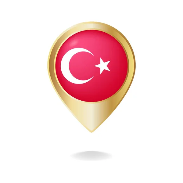 Turkije Vlag Gouden Wijzerplaat Vector Illustratie Eps — Stockvector