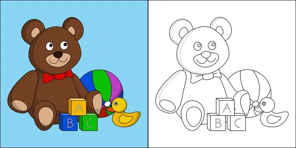 收集适合儿童着色页矢量插图的玩具 — 图库矢量图片