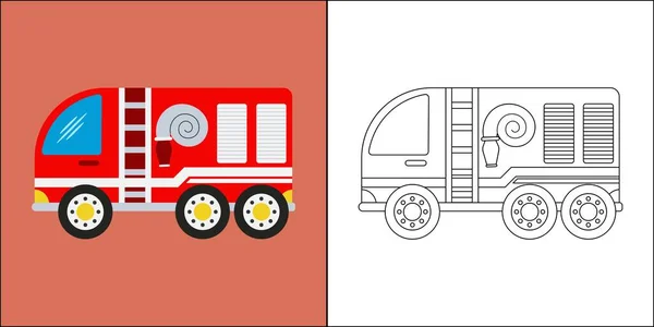 Brandbil Eller Brandbil Lämplig För Barn Färg Sida Vektor Illustration — Stock vektor