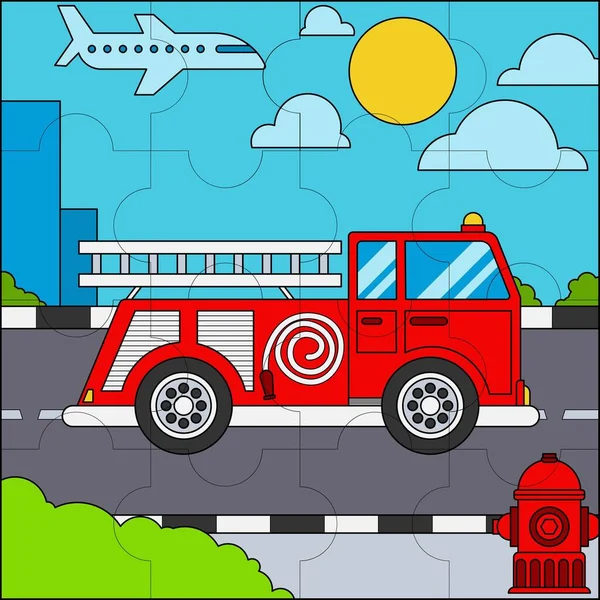 Пожежна Машина Або Пожежний Двигун Придатний Дитячої Головоломки Векторні Ілюстрації — стоковий вектор