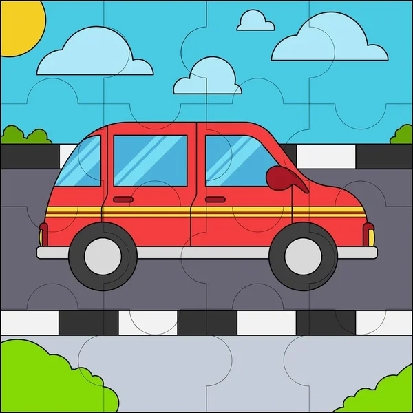Car Highway Suitable Children Puzzle Vector Illustration — Stock Vector