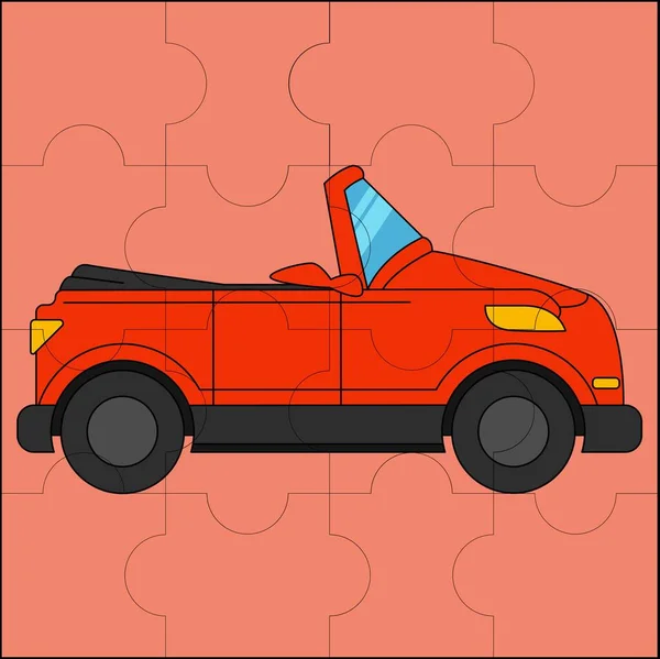 Cabriolet Car Suitable Children Puzzle Vector Illustration — ストックベクタ