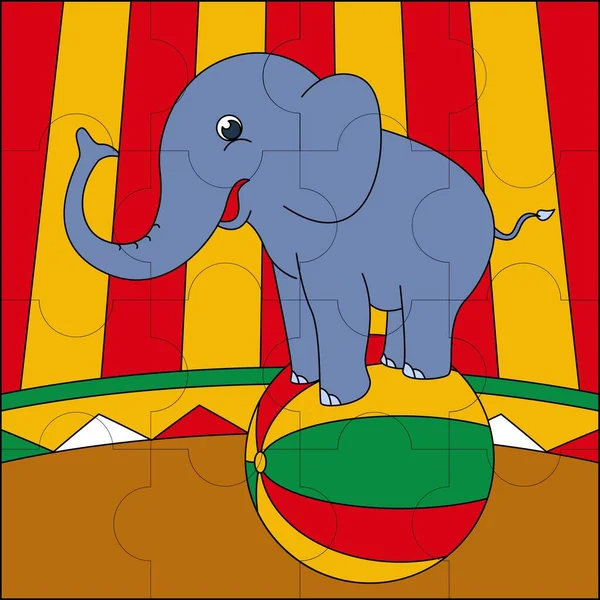 Elephant Circus Show Suitable Children Puzzle Vector Illustration — Archivo Imágenes Vectoriales
