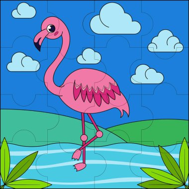 Pembe flamingo çocukların bulmaca çizimi için uygun